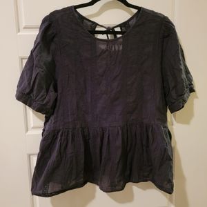 Puff Sleeve Open Back Blouse